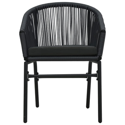 Garden Dining Set Black Powder-coated steel, glass, PVC rattan