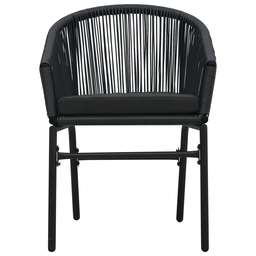 Garden Dining Set Black Powder-coated steel, glass, PVC rattan
