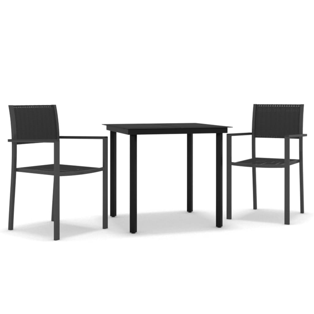 Garden Dining Set Black Powder-Coated Steel Standard Durable