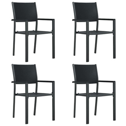 Garden Dining Set Black Powder-coated steel, plastic, glass