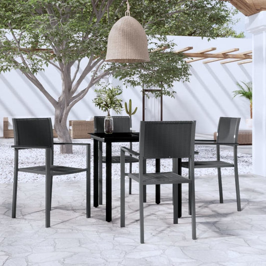 Garden Dining Set Black Powder-coated steel, plastic, glass