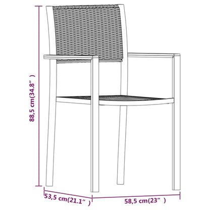 Garden Dining Set Black Powder-coated steel, plastic, glass