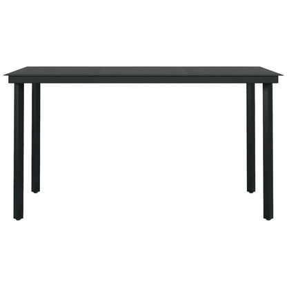 Garden Dining Set Black Powder-coated steel, plastic, glass
