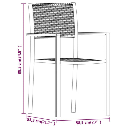 Garden Dining Set Black Powder-coated steel, glass, plastic Large