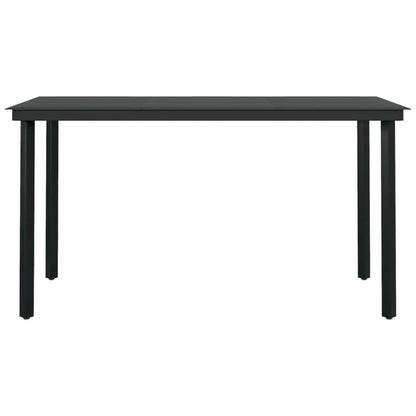 Garden Dining Set Black Powder-coated steel, glass, plastic Large