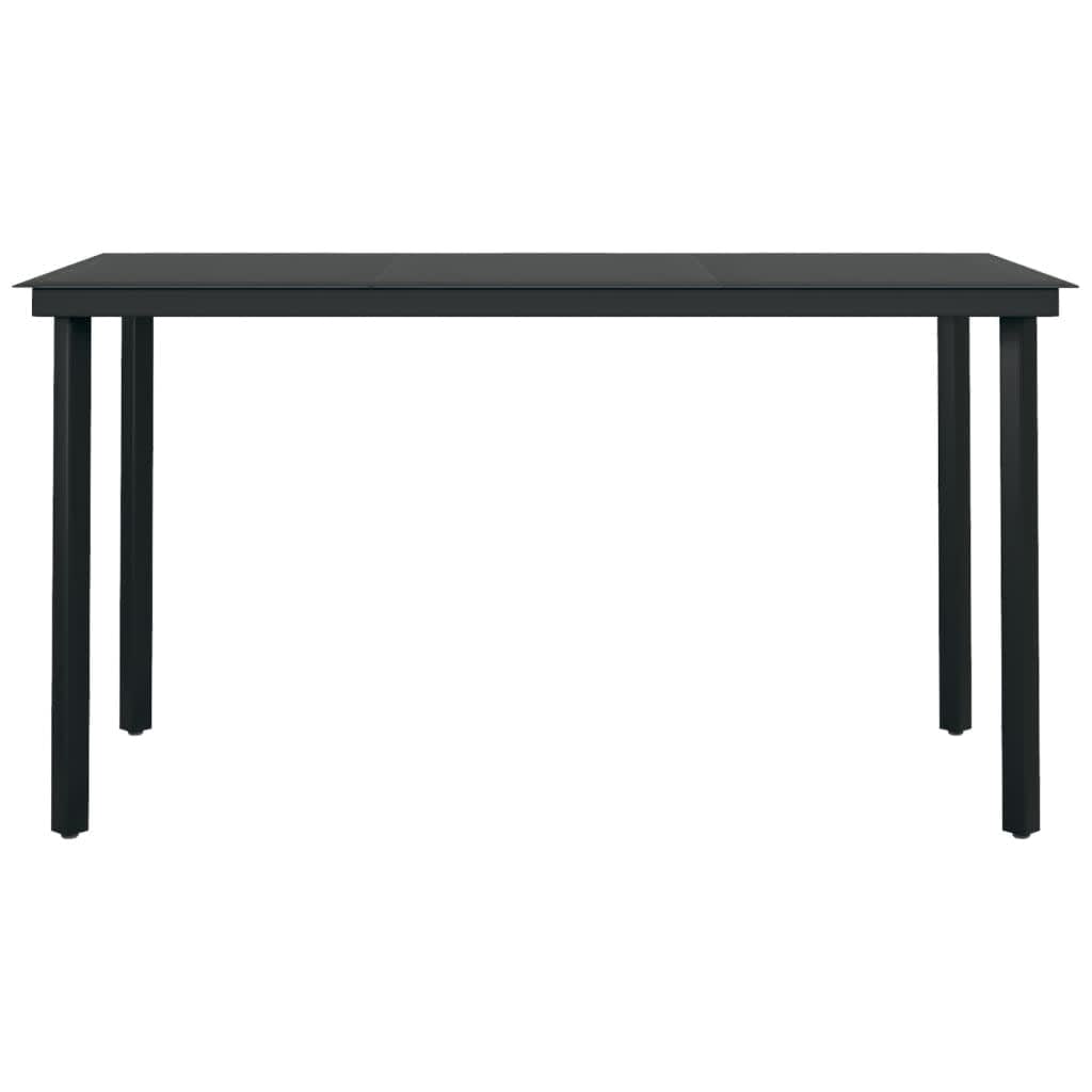 Garden Dining Set Black Powder-coated steel, glass, plastic Large