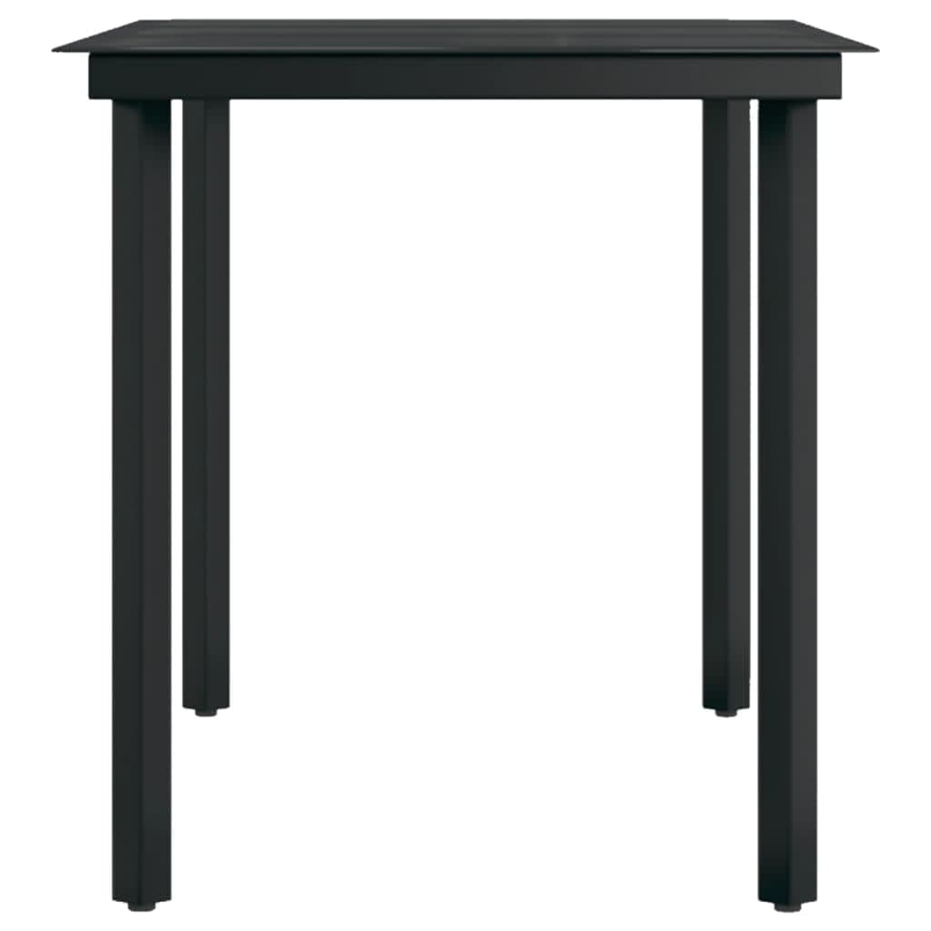 Garden Dining Set Black Powder-coated steel, glass, plastic Large