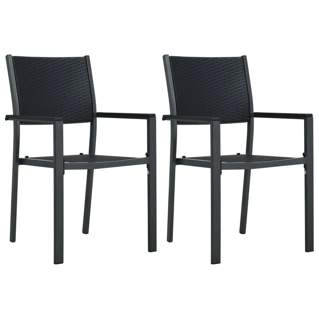 Garden Dining Set Black Powder-coated steel, glass, plastic