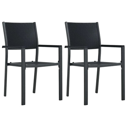 Garden Dining Set Black Powder-coated steel, glass, plastic