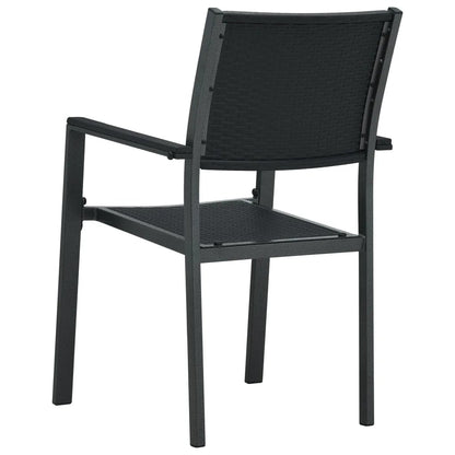 Garden Dining Set Black Powder-coated steel, glass, plastic