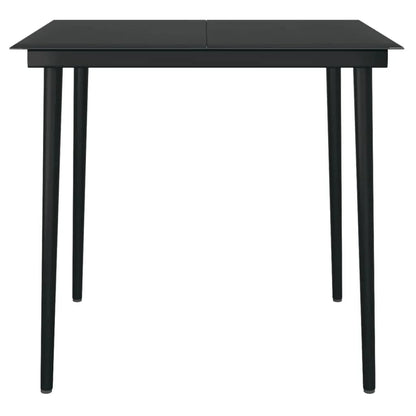 Garden Dining Set Black Powder-coated steel, glass, plastic
