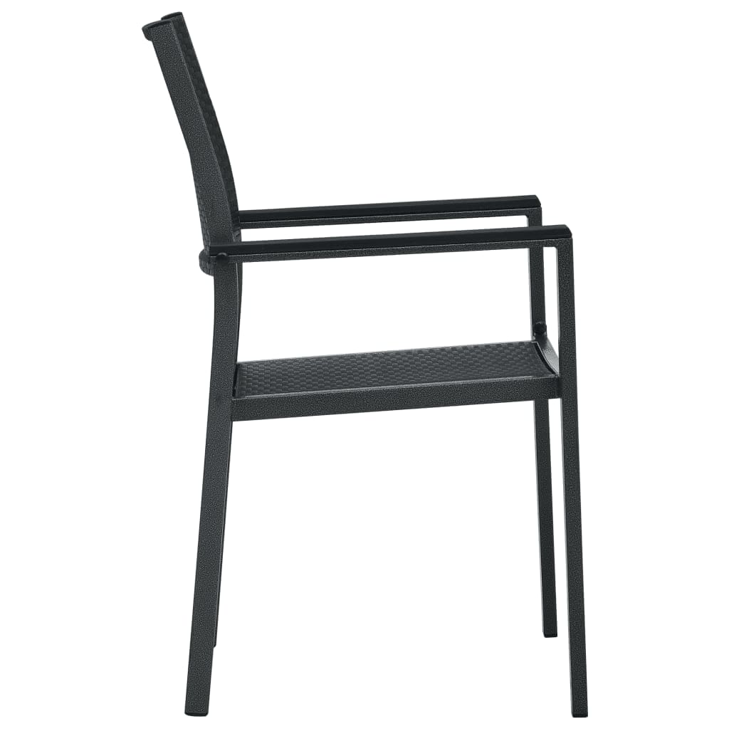 Garden Dining Set Black Powder-Coated Steel 5 Piece Light Weight