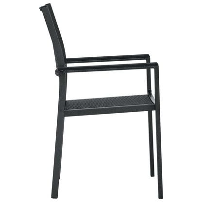 Garden Dining Set Black Powder-Coated Steel 5 Piece Light Weight