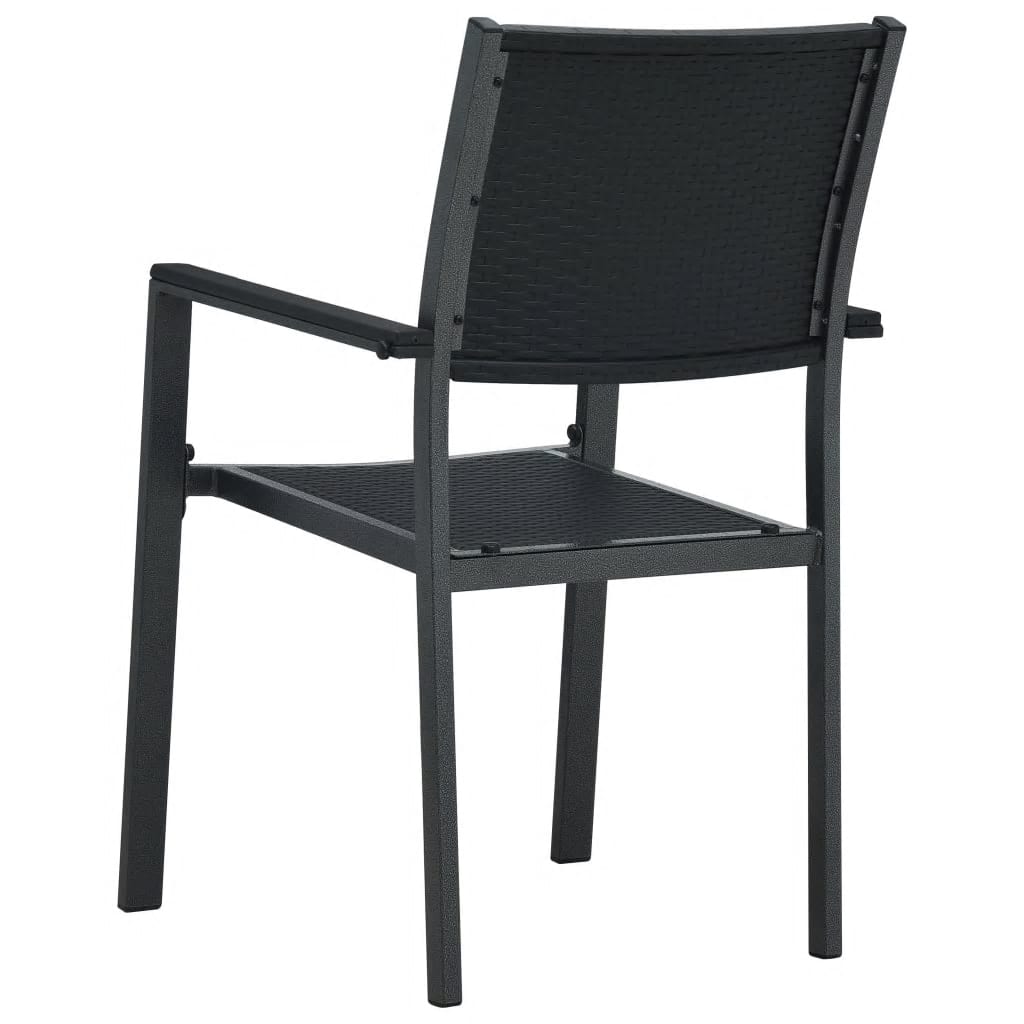 Garden Dining Set Black Powder-Coated Steel 5 Piece Light Weight