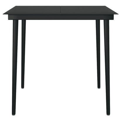 Garden Dining Set Black Powder-Coated Steel 5 Piece Light Weight