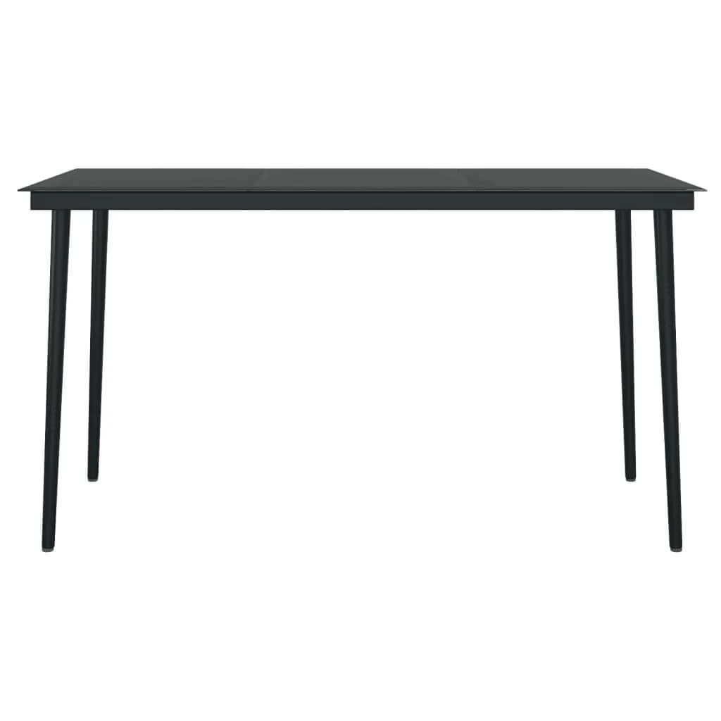 Garden Dining Set Black Powder-coated steel, glass, plastic