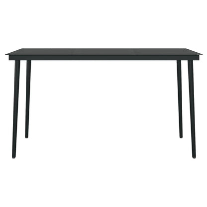 Garden Dining Set Black Powder-coated steel, glass, plastic