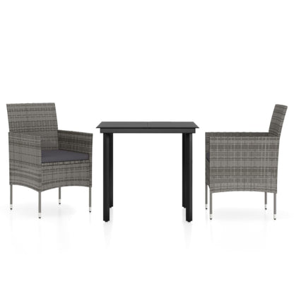 Garden Dining Set Grey and Black