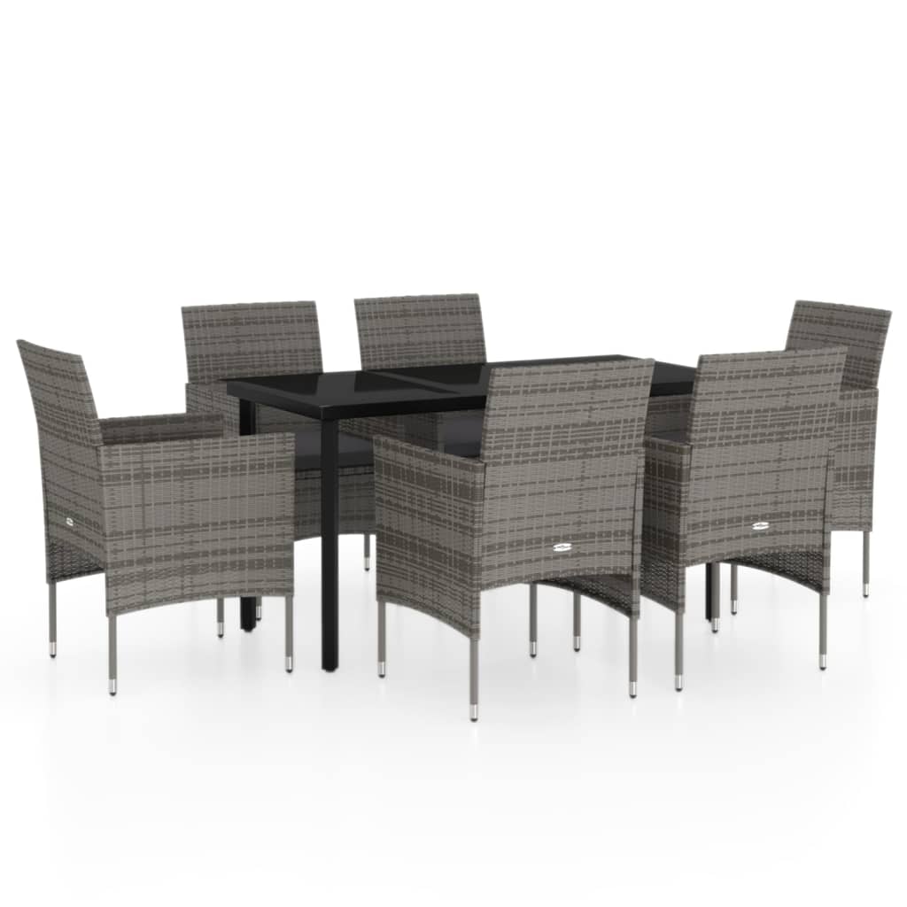 Garden Dining Set Grey and Black