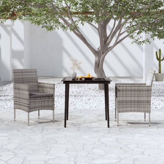 Garden Dining Set Gray and Black PE rattan Medium Durable
