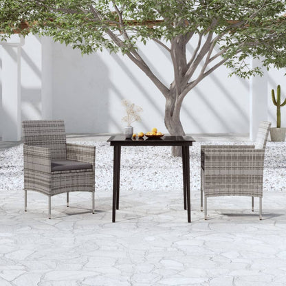 Garden Dining Set Gray and Black PE rattan Medium Durable