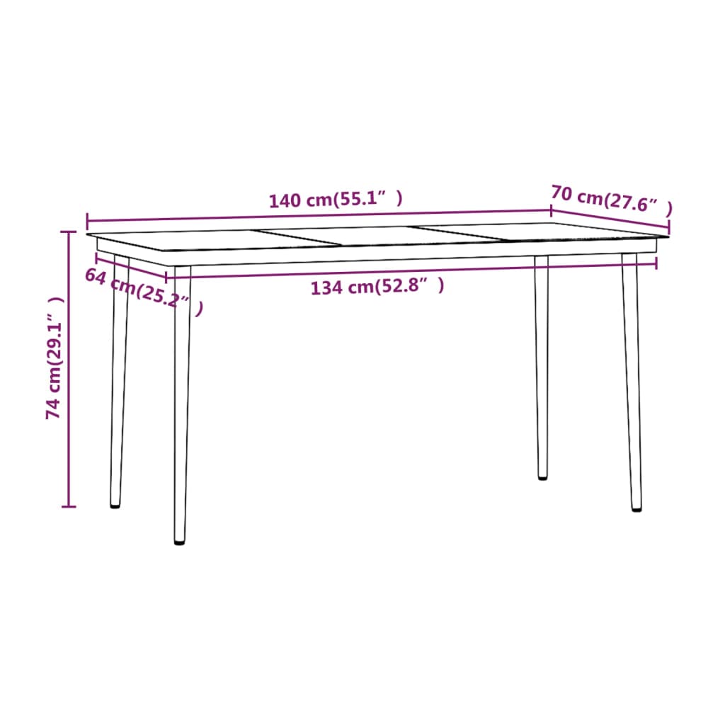 Garden Dining Set Grey and Black