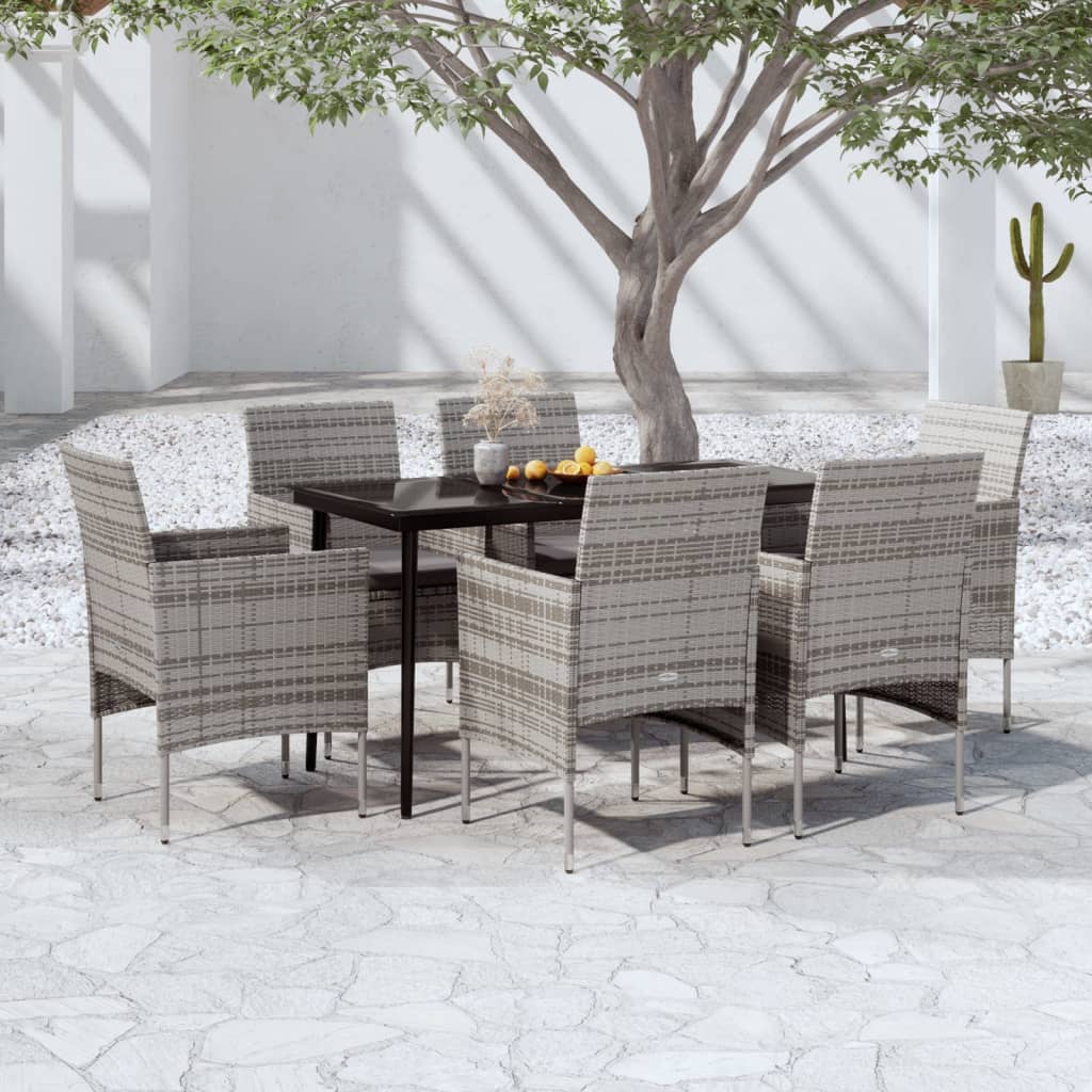 Garden Dining Set Grey and Black