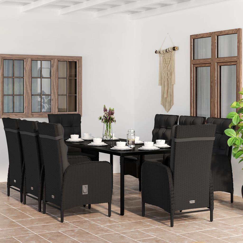 Garden Dining Set Black