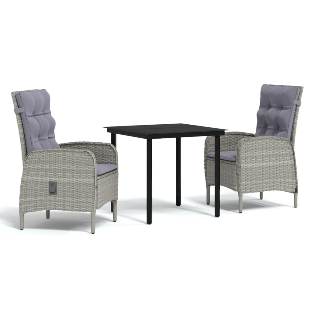 Garden Dining Set Grey and Black