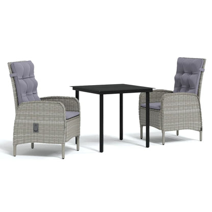 Garden Dining Set Grey and Black