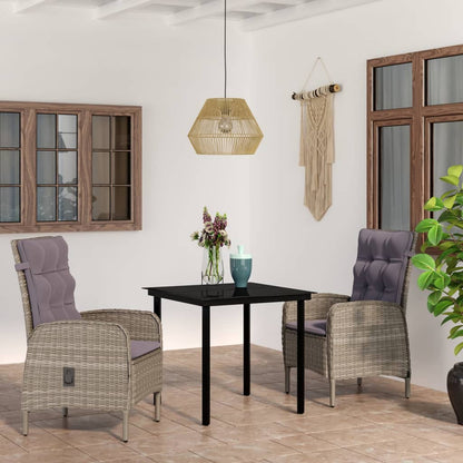 Garden Dining Set Grey and Black