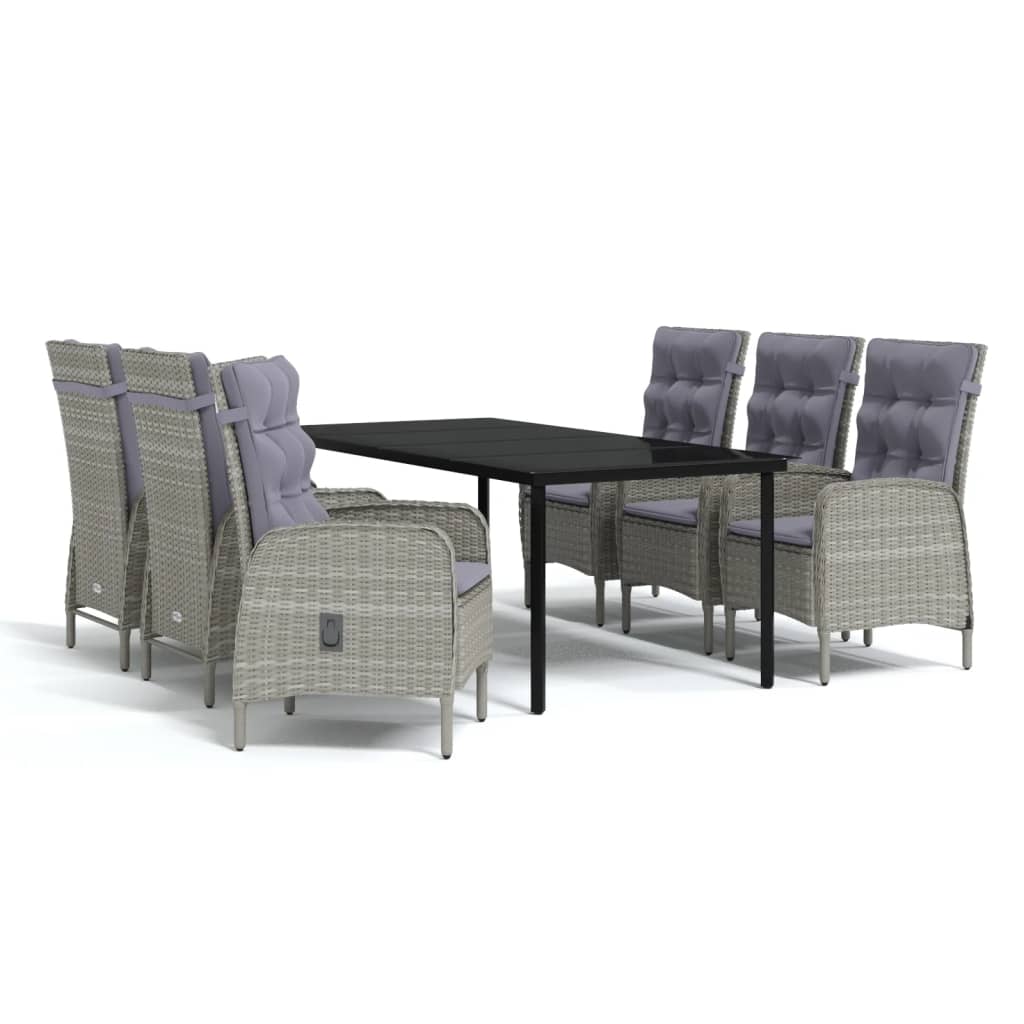 Garden Dining Set Grey and Black
