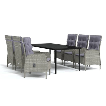 Garden Dining Set Grey and Black