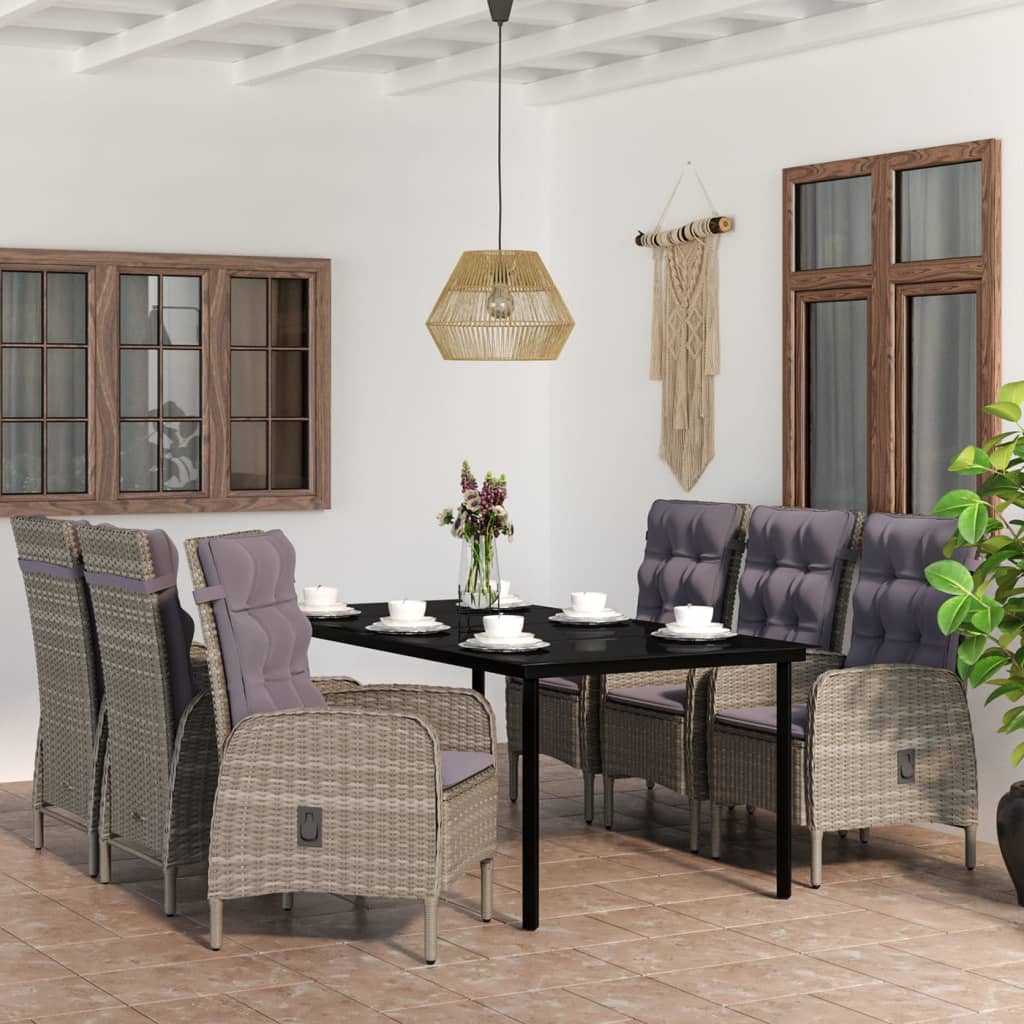 Garden Dining Set Grey and Black