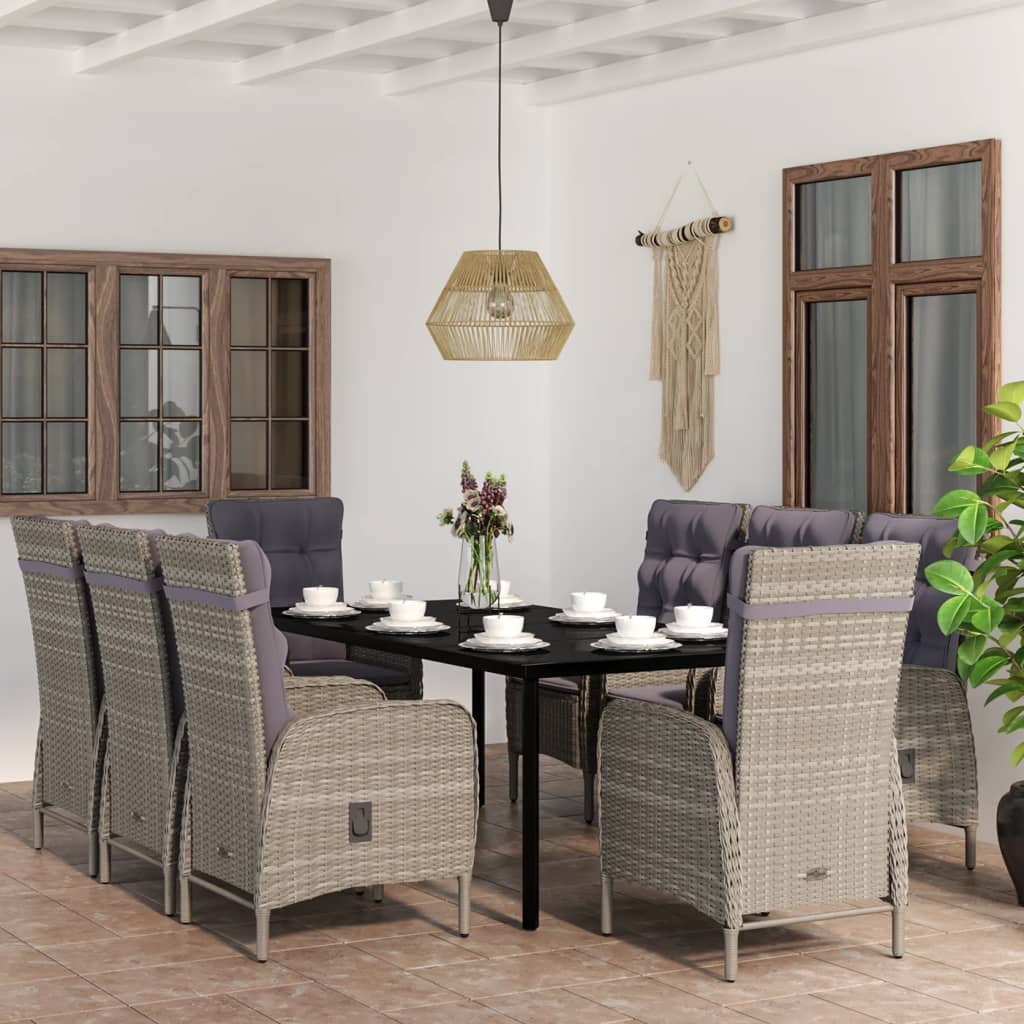 Garden Dining Set Grey PE rattan 78.7 x 39.4 x 29.1 in Ergonomic
