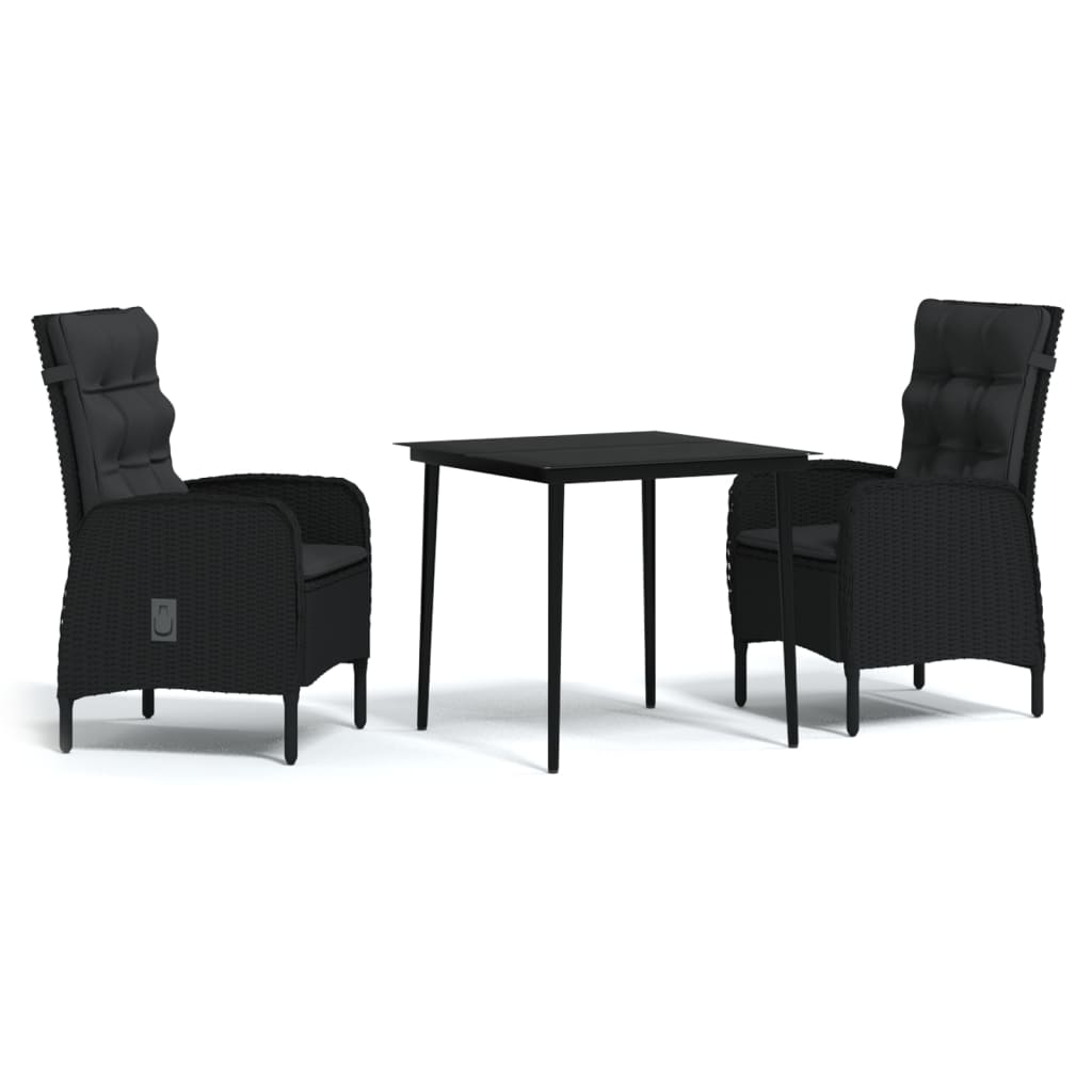 Garden Dining Set Black PE rattan Standard Ergonomic