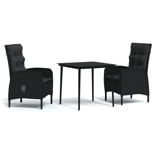 Garden Dining Set Black PE rattan Standard Ergonomic