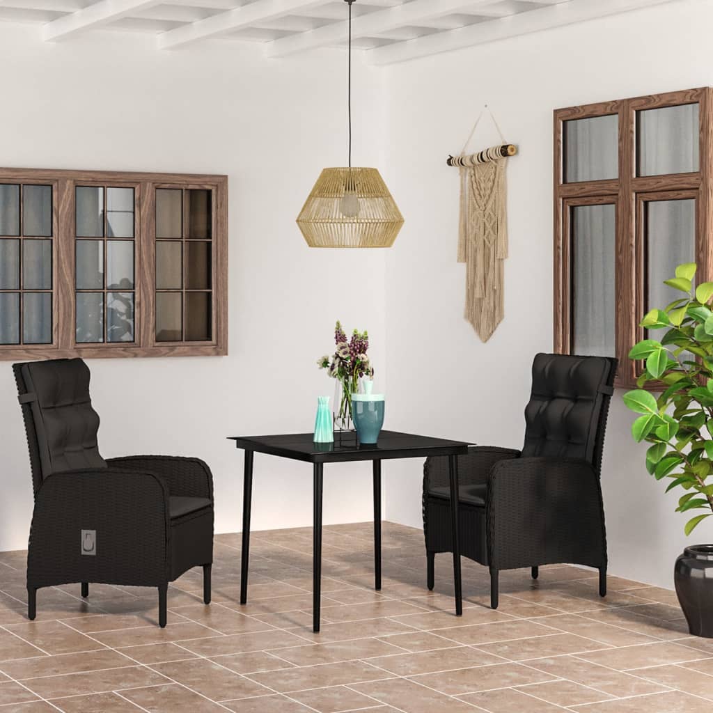 Garden Dining Set Black PE rattan Standard Ergonomic