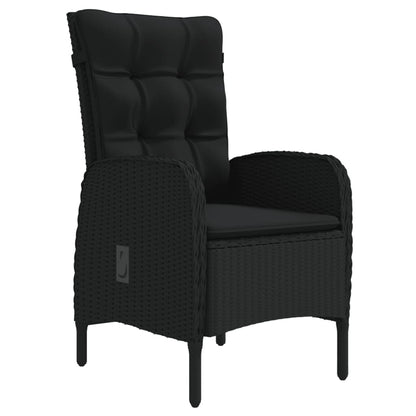 Garden Dining Set Black PE Rattan, Powder-Coated Steel, Glass Large