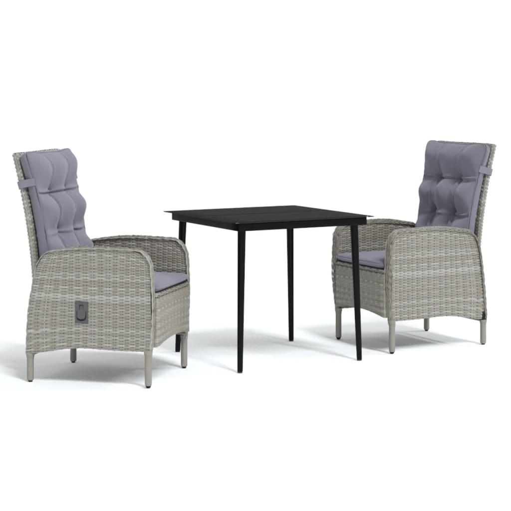 Garden Dining Set Grey and Black