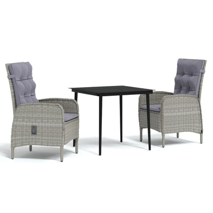 Garden Dining Set Grey and Black
