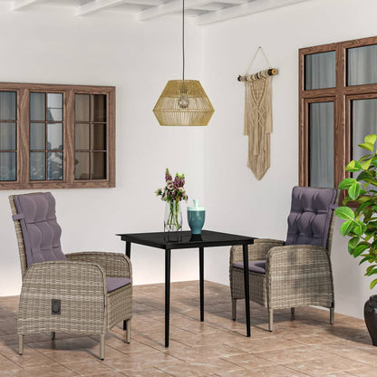 Garden Dining Set Grey and Black