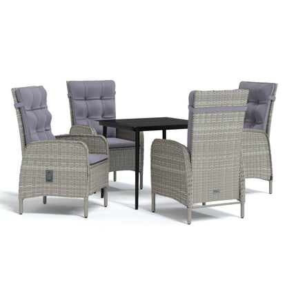 Garden Dining Set Grey and Black