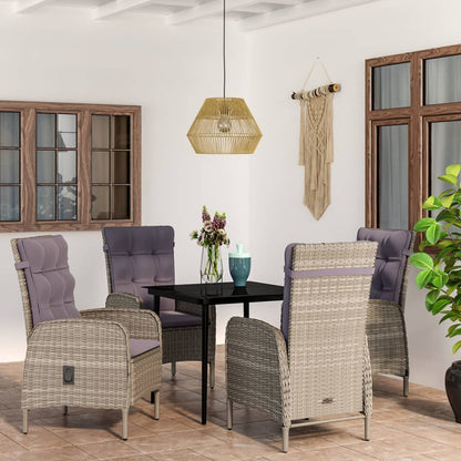 Garden Dining Set Grey and Black
