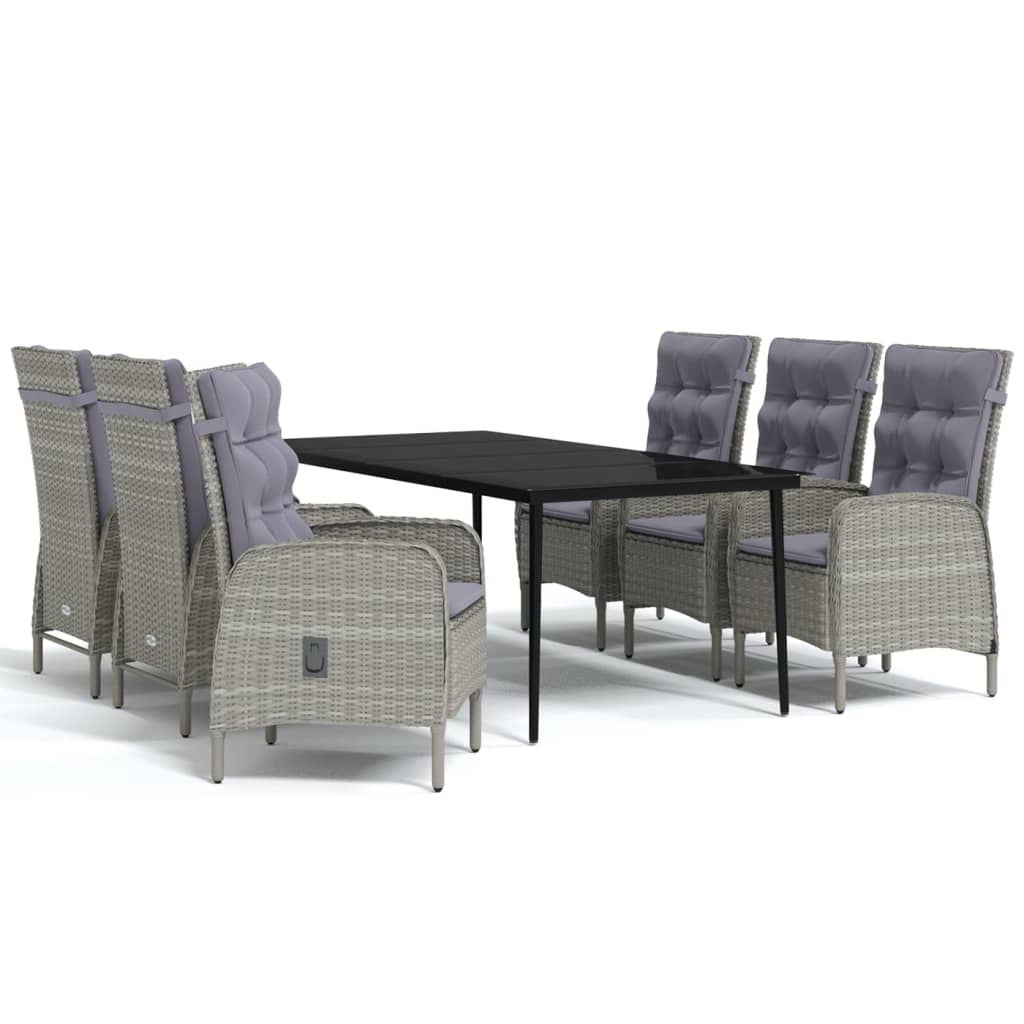 Garden Dining Set Grey and Black