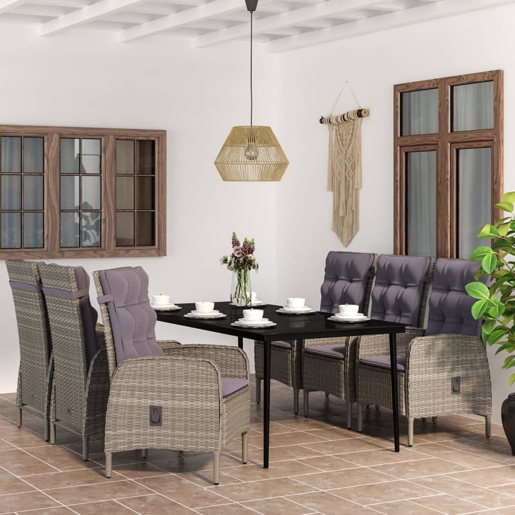 Garden Dining Set Grey and Black
