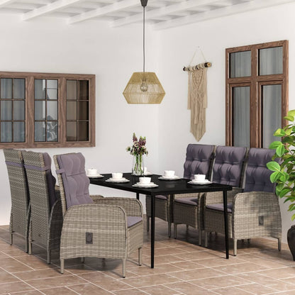 Garden Dining Set Grey and Black