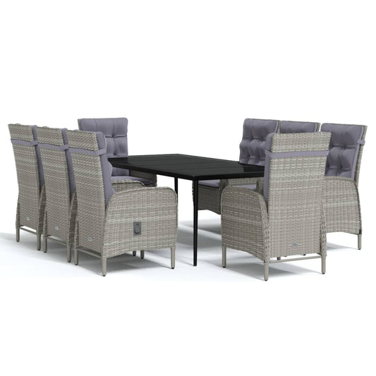 Garden Dining Set Grey and Black