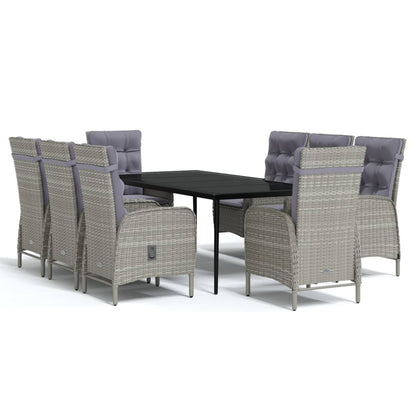 Garden Dining Set Grey and Black