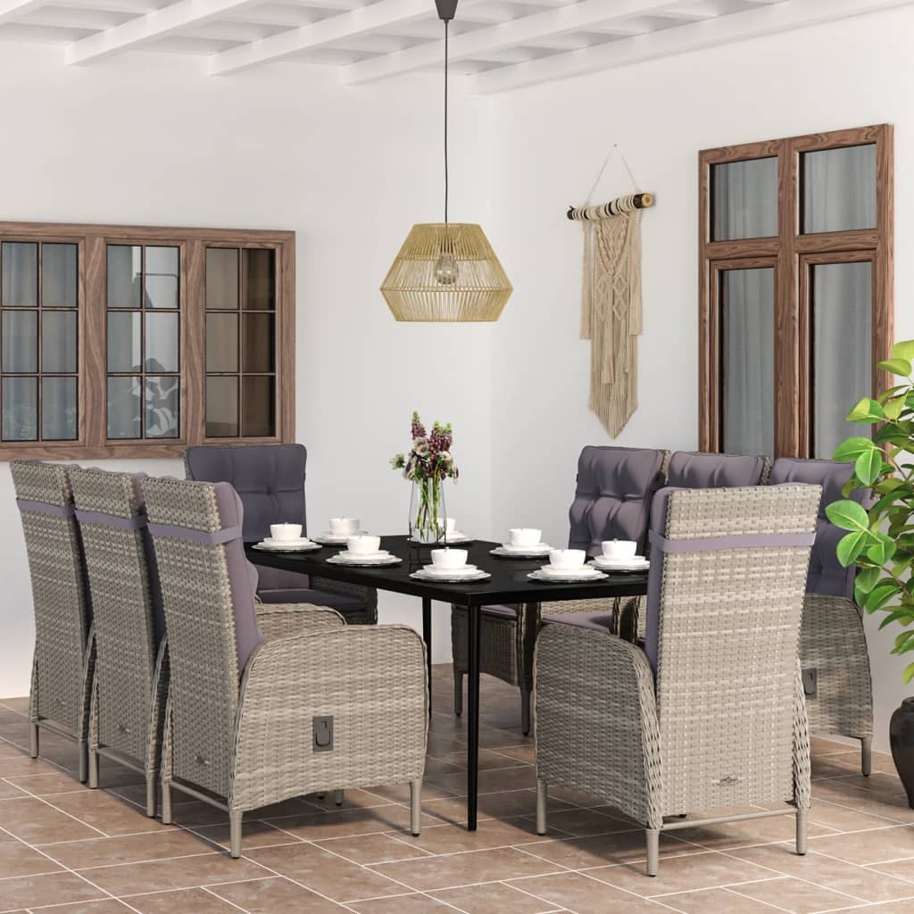 Garden Dining Set Grey and Black